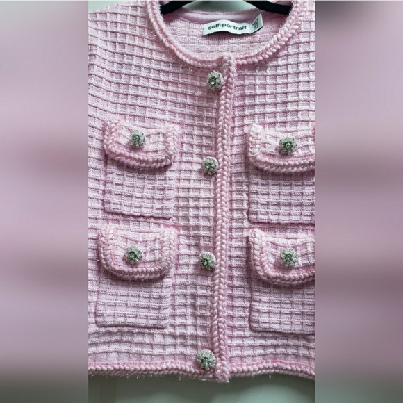 Self-Portrait pink skirt cardigan knit set brand new - Picture 6 of 11